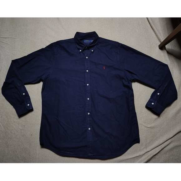 Polo Ralph Lauren Classic Fit Button Down Shirt Mens XL Blue Pony Long Sleeve - Picture 1 of 9